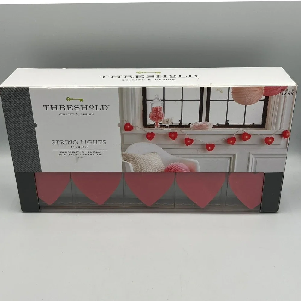 Threshold Heart String Lights 10ct Red Brand New Valentines Indoor Outdoor Decor